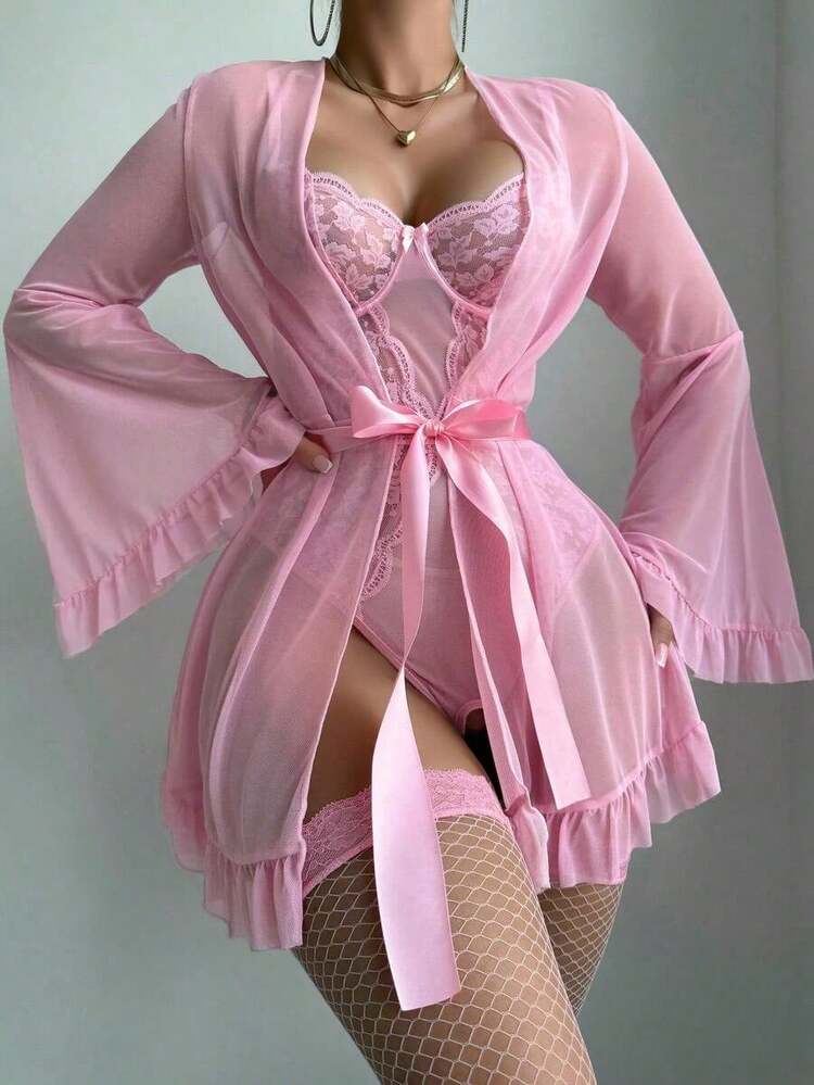 Elegant Lace 3-Part Lingerie Set