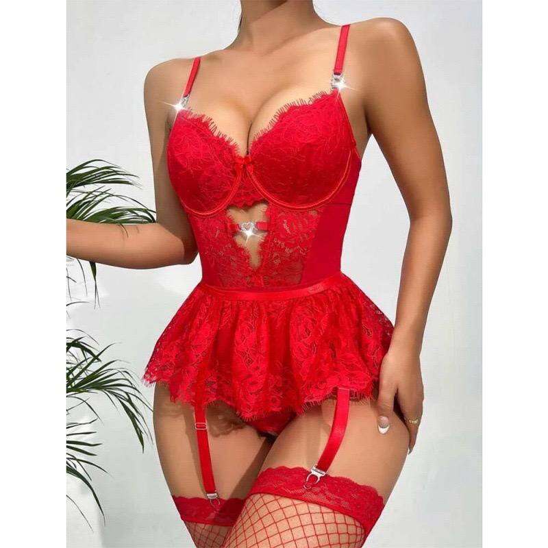 Rouge Élise Lace Bustier Set