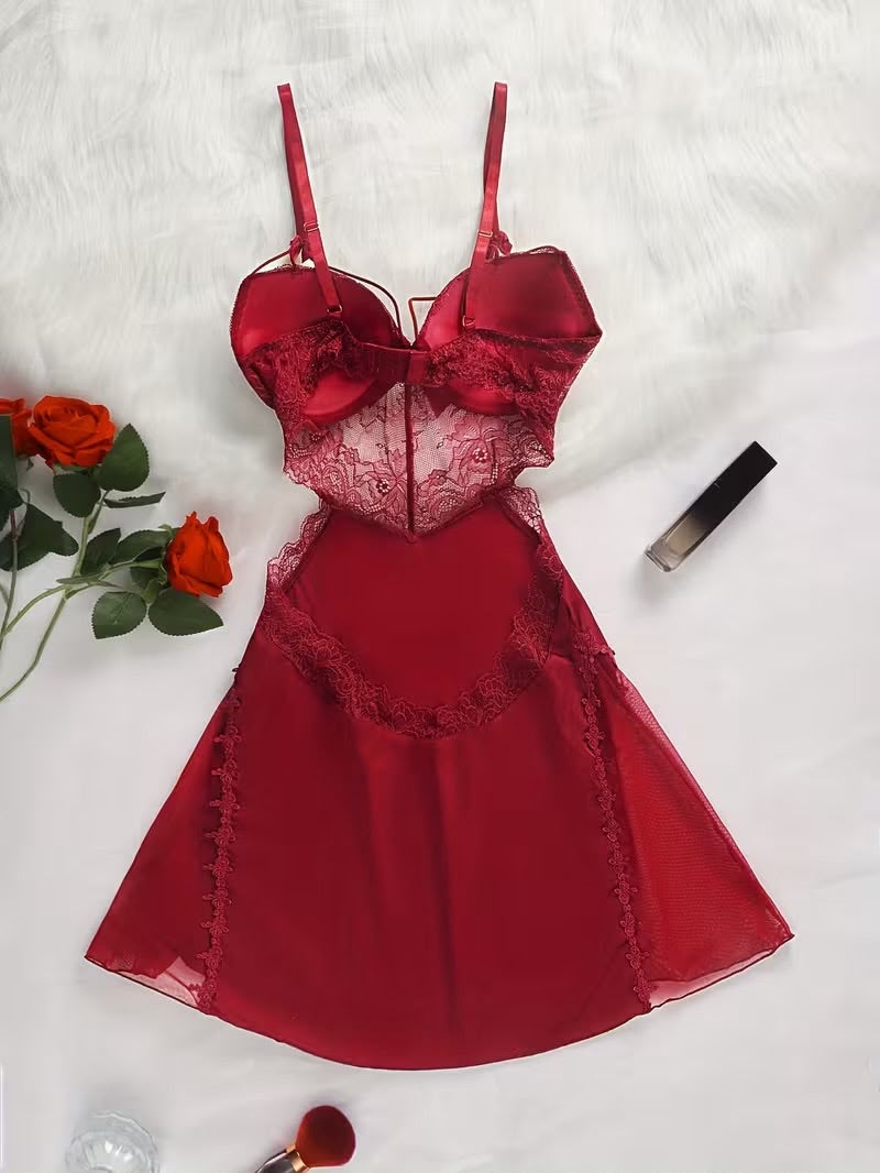 Luxury Lace Satin Babydoll Nightdress