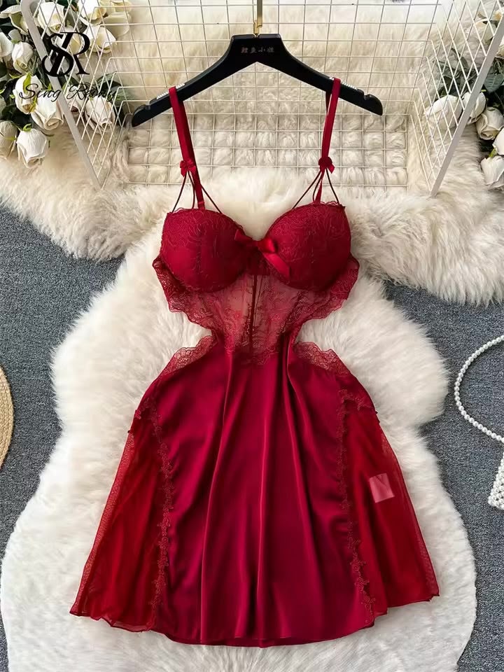 Luxury Lace Satin Babydoll Nightdress