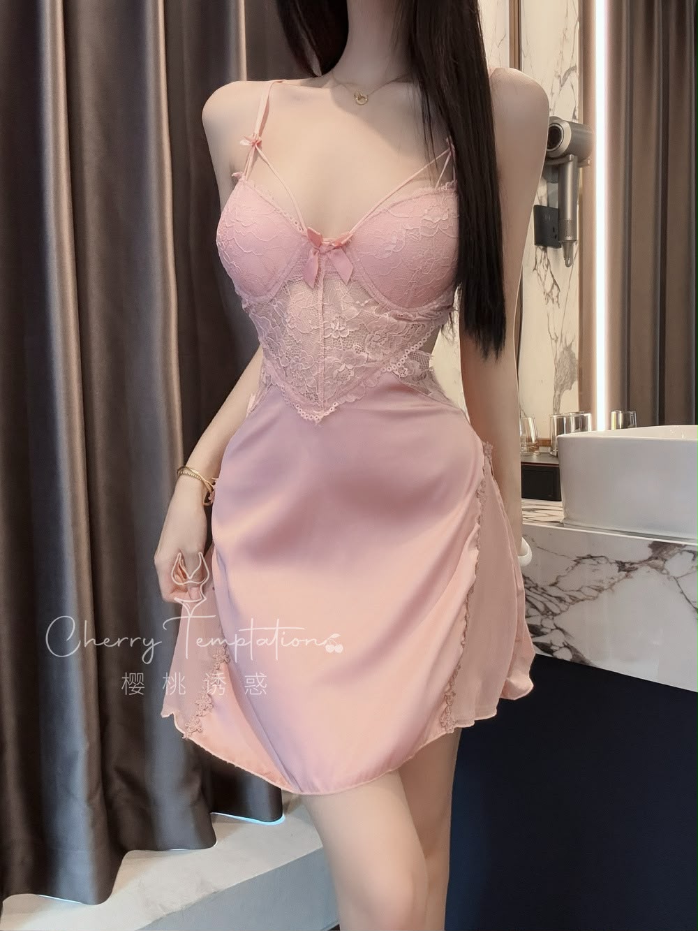 Luxury Lace Satin Babydoll Nightdress