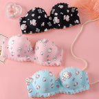 Cute Cartoon Strapless Bra Set – Soft & Seamless Comfort