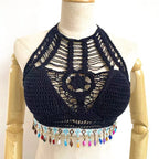 Elegant Handmade Crochet Backless Halter Crop Top for Women