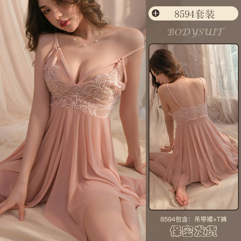 Elegant Lace Sheer Babydoll Set