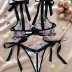 Butterfly Lace Ribbon Lingerie Set
