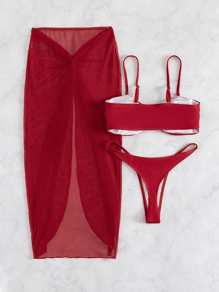 Scarlet Chic Two-Piece Wrap Skirt Set