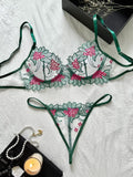 Luxury Floral Embroidered Lace Lingerie Set | Elegant Women’s Bra & Panty Collection