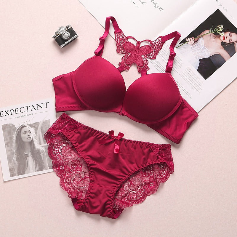 Butterfly Lace Front-Closure Lingerie Set