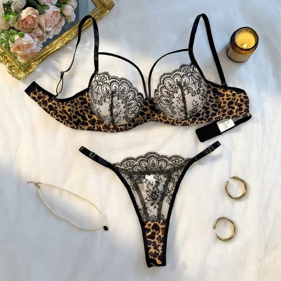 Scarlet Lace & Leopard Luxe Lingerie Set