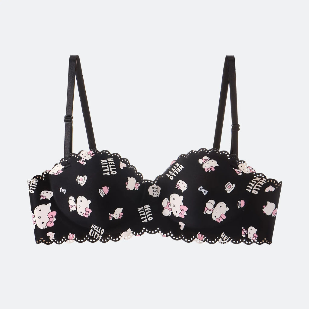 Cute Cartoon Strapless Bra Set – Soft & Seamless Comfort