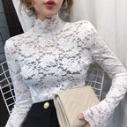 Scarlet Elegance Lace High-Neck Top ❤️