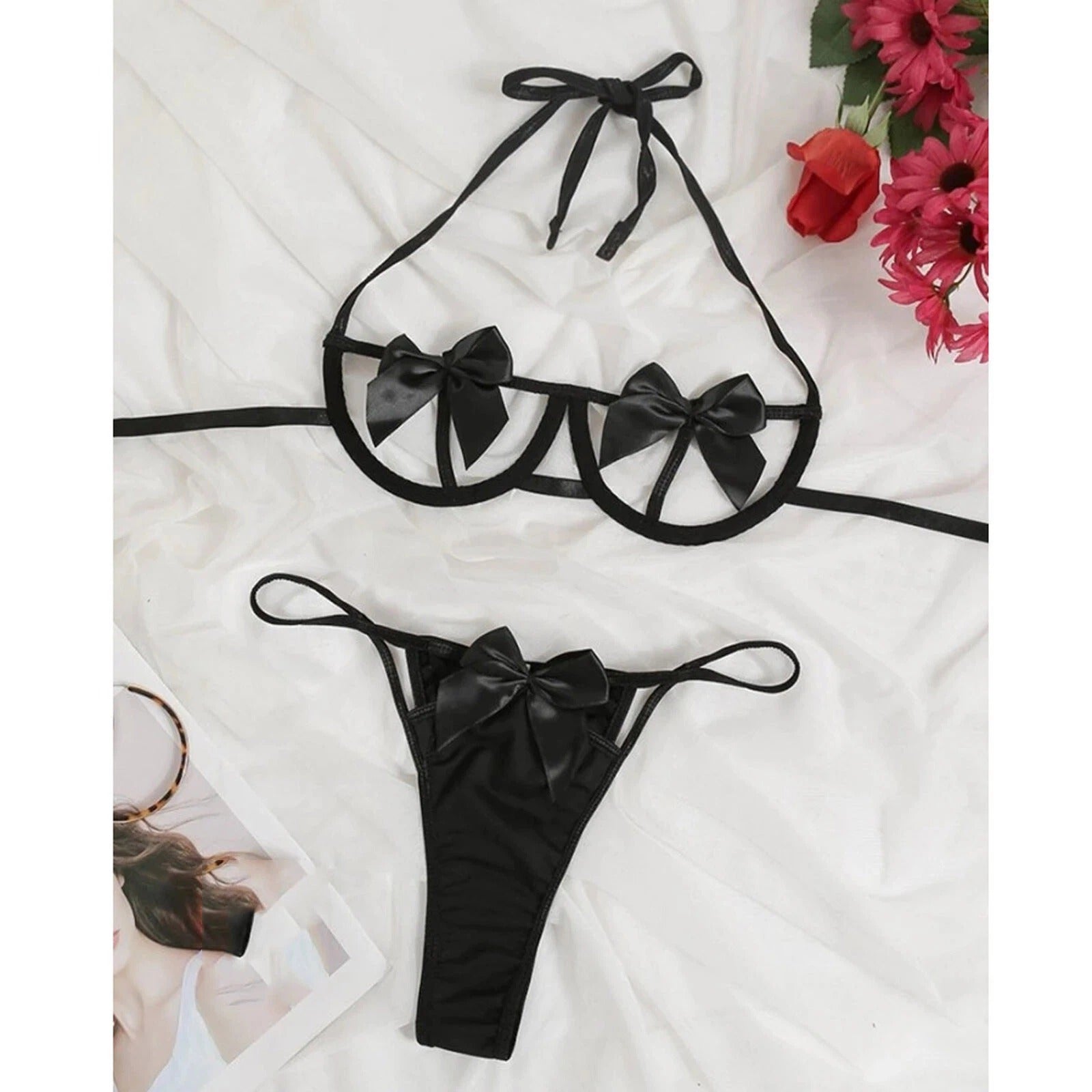 Velvet Bow Lingerie Set