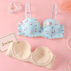Cute Cartoon Strapless Bra Set – Soft & Seamless Comfort