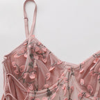 Short Night Dress for Girl – Pink Floral Lace-Up Corset Mini Dress