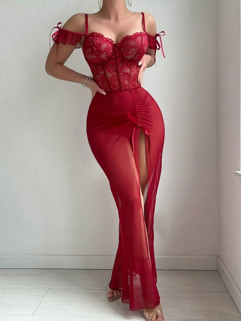 Long Body Luxury Lace Maxi Night Dress