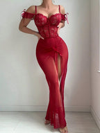 Long Body Luxury Lace Maxi Night Dress