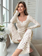 Floral Ribbed Lounge Set