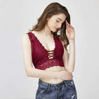 Lace Bralette & Shorts Set – Deep V Backless Design