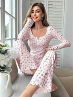 Floral Ribbed Lounge Set