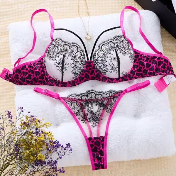 Scarlet Lace & Leopard Luxe Lingerie Set