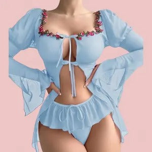 Rose Charm Sheer Babydoll Set