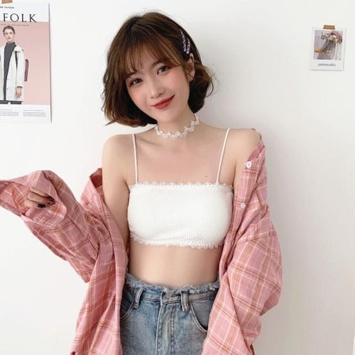 Rosy Ribbed Comfort Tube Bra