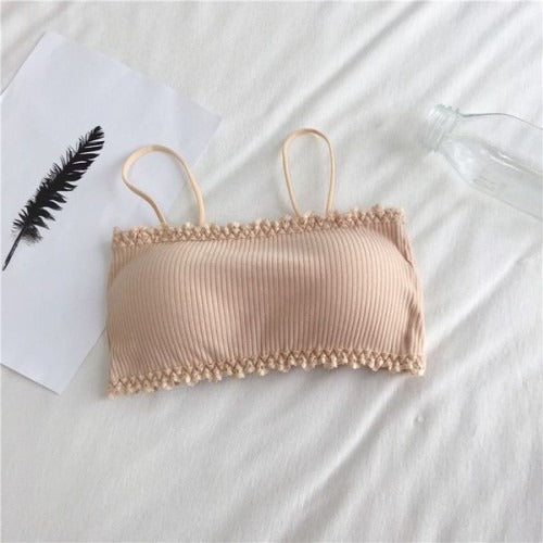 Rosy Ribbed Comfort Tube Bra