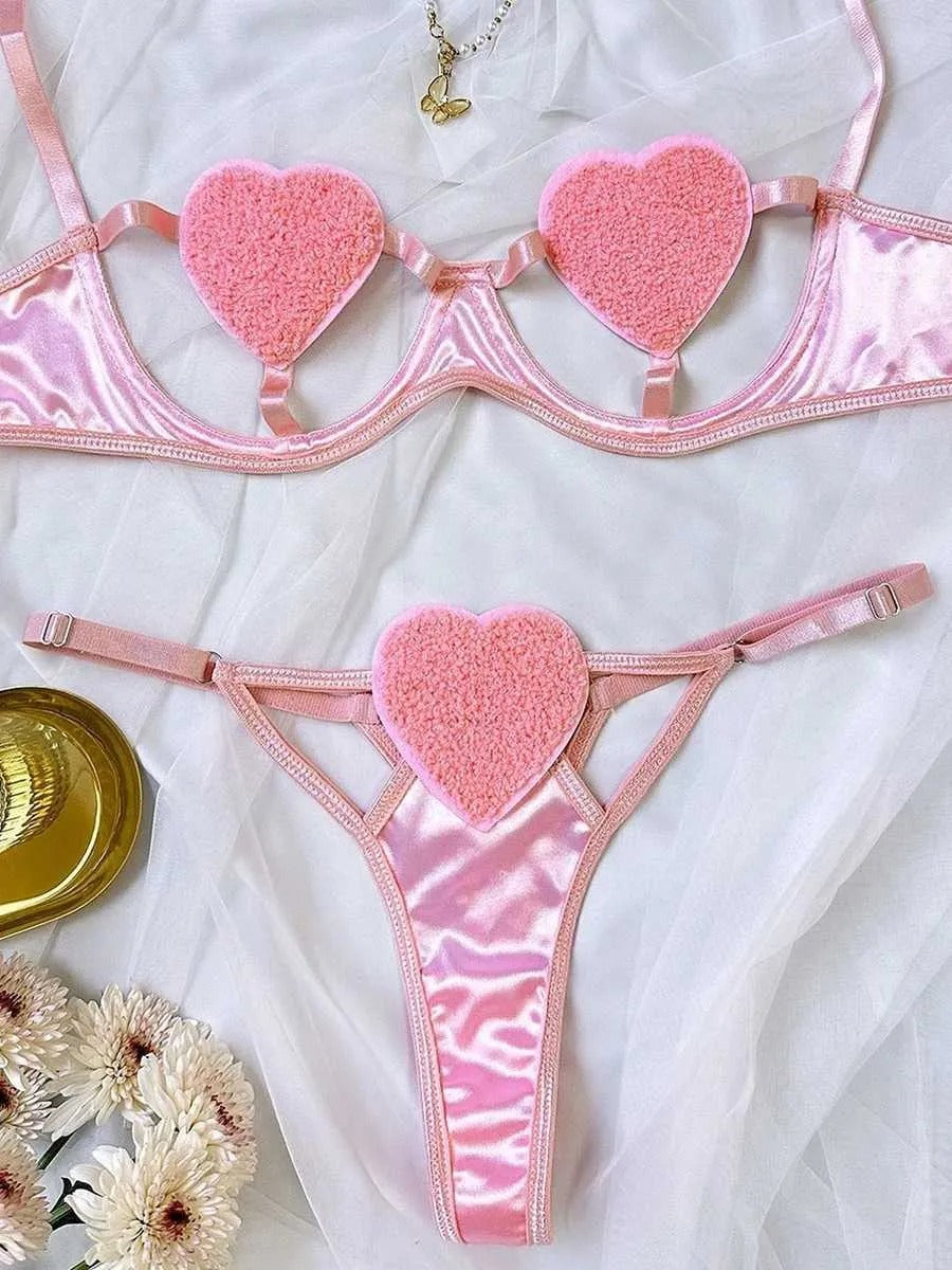 Scarlet Heart Cut-Out Lingerie Set