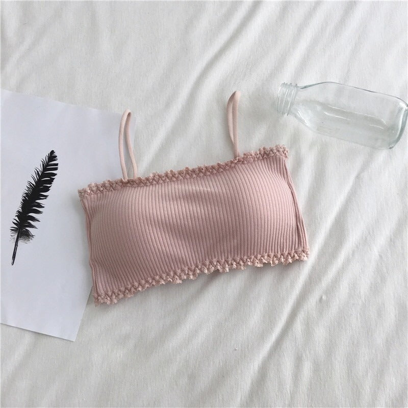 Rosy Ribbed Comfort Tube Bra