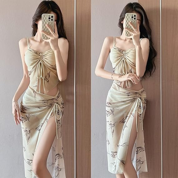 Blush Bloom Satin Slit Set