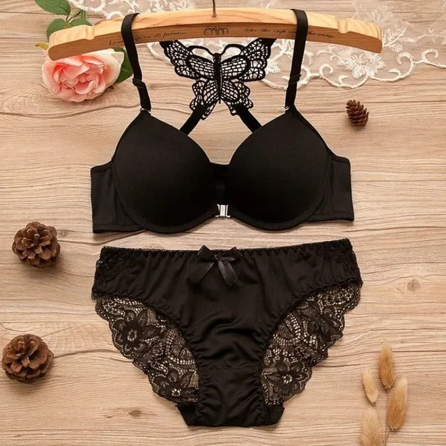 Butterfly Lace Front-Closure Lingerie Set