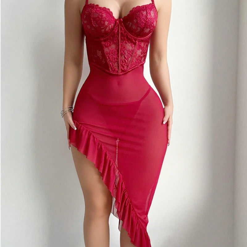 Elegant Lace Sheer Nightdress – Bodycon Sleepwear