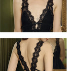 Frog Short Night Dress – Deep V Lace Baby doll Nightwear