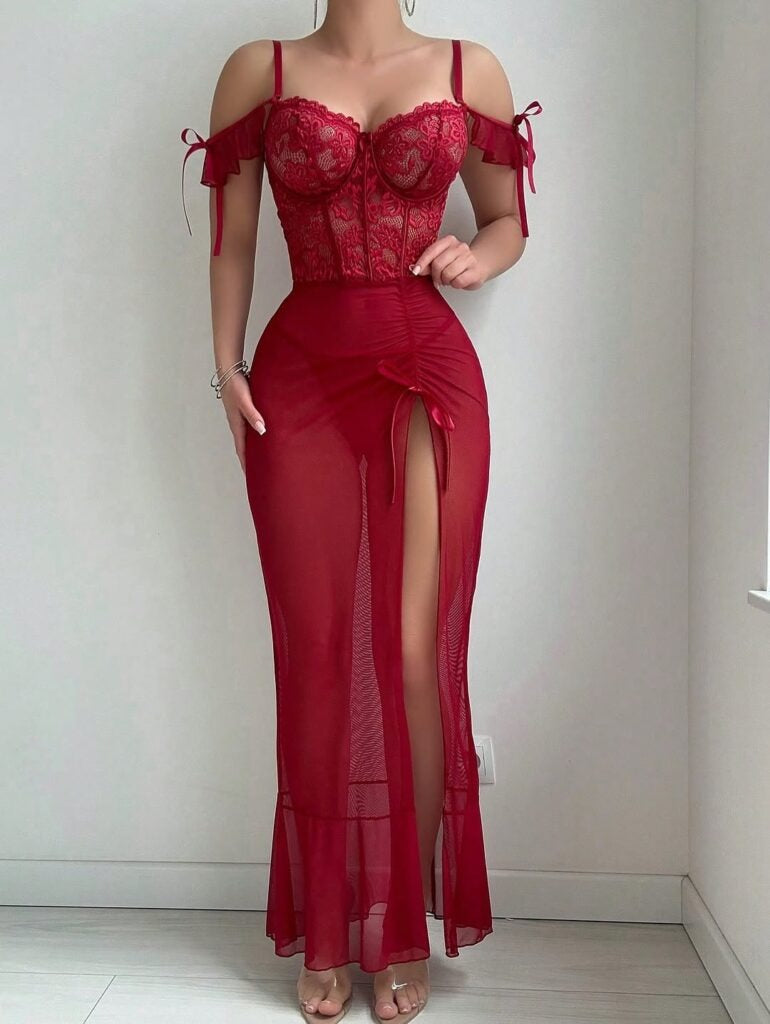 Long Body Luxury Lace Maxi Night Dress
