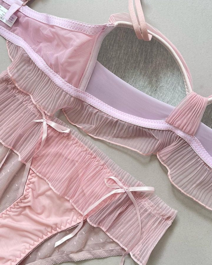 Midnight Elegance Ruffle Lingerie Set