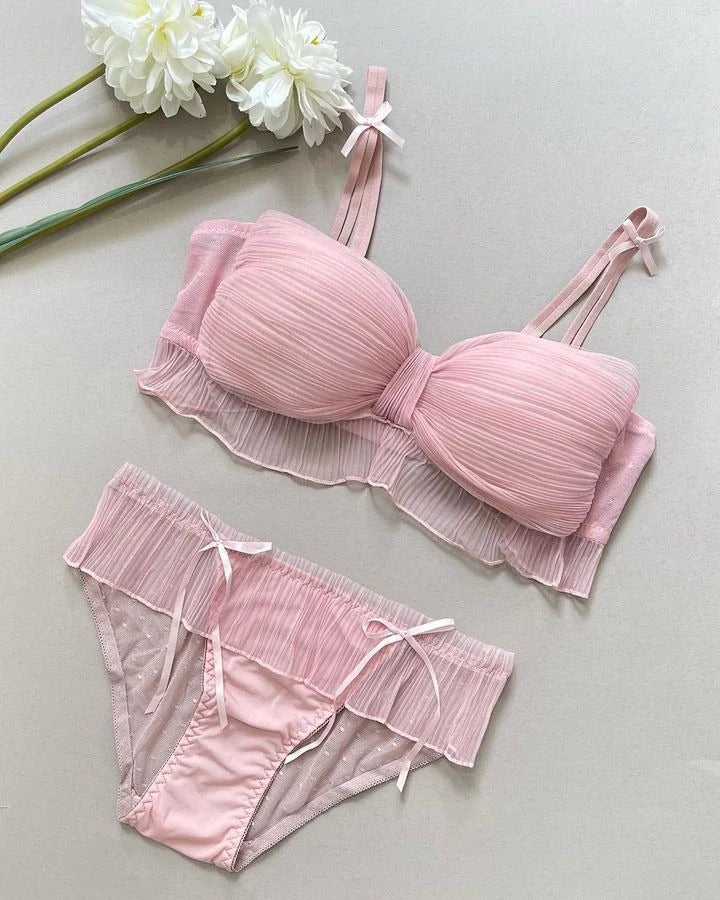 Midnight Elegance Ruffle Lingerie Set