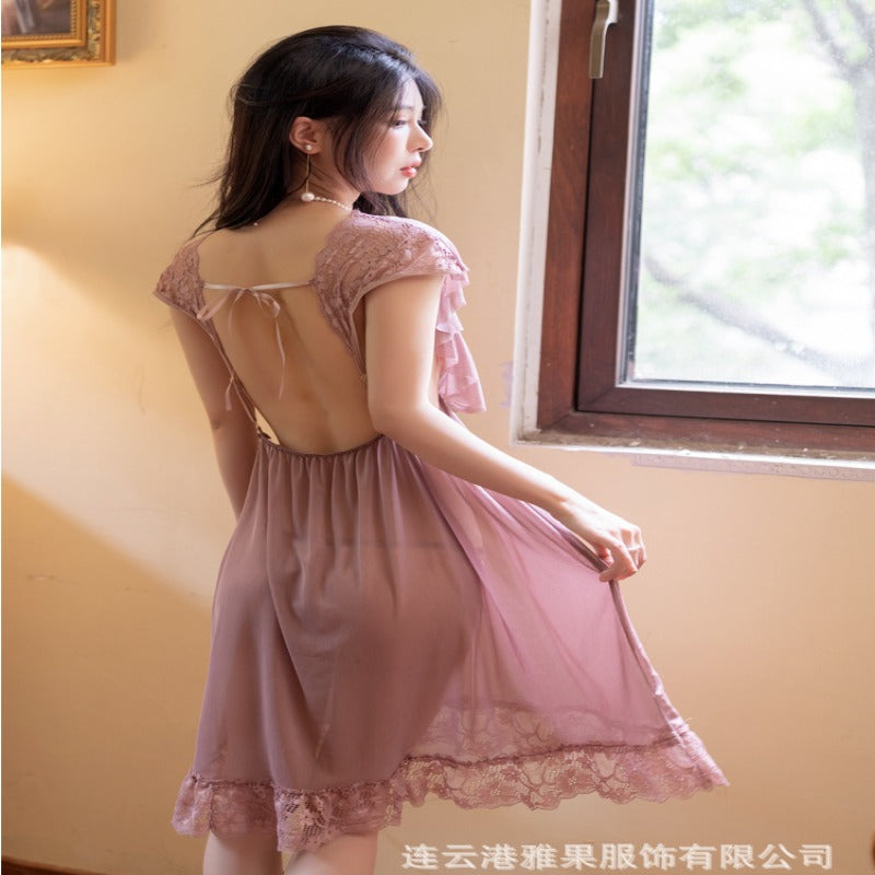 Elegant Lace Deep V Nightdress