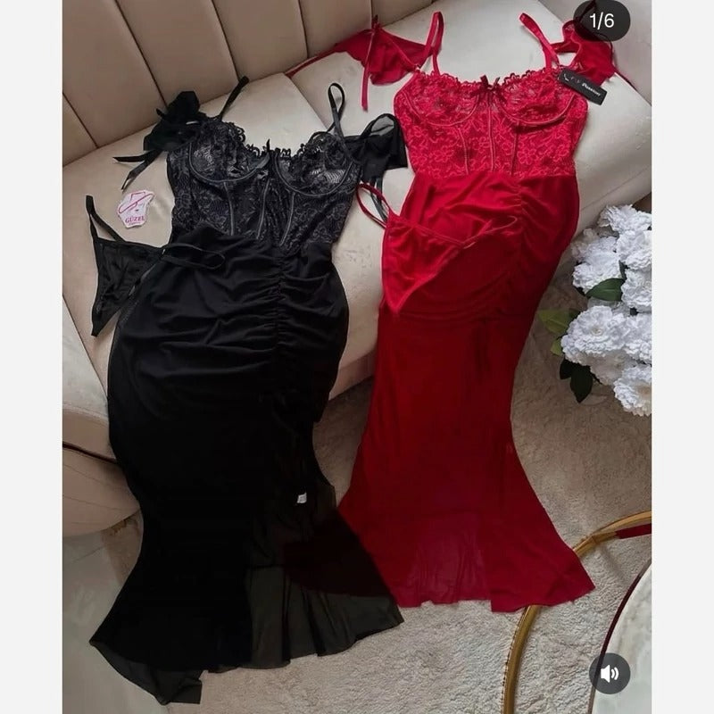 Long Body Luxury Lace Maxi Night Dress