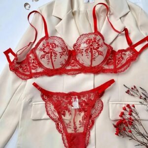 Scarlet Bloom Transparent Lace Bra Set