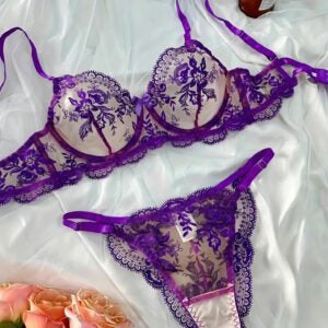 Scarlet Bloom Transparent Lace Bra Set