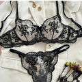 Scarlet Bloom Transparent Lace Bra Set
