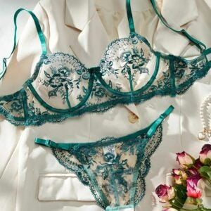Scarlet Bloom Transparent Lace Bra Set