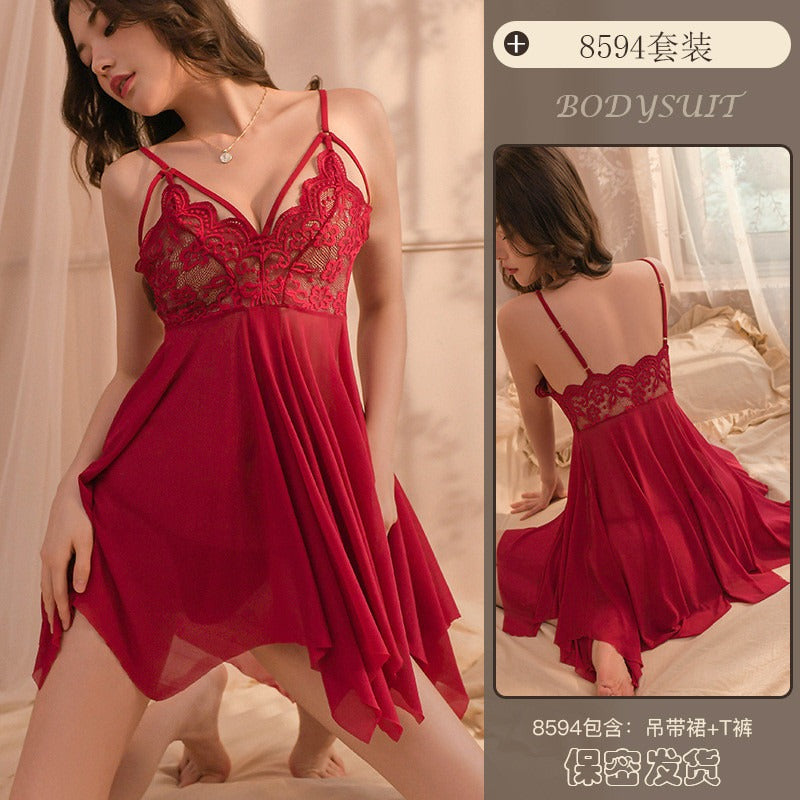 Elegant Lace Sheer Babydoll Set